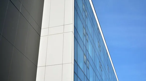 Mur Rideau Bleu Verre Tonique Des Constructions Acier Sous Ciel — Photo