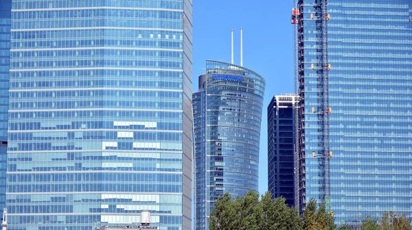 Warsaw Poland September 2020 Roundabout Daszynski New Skyscrapers Financial District — Stock Photo, Image