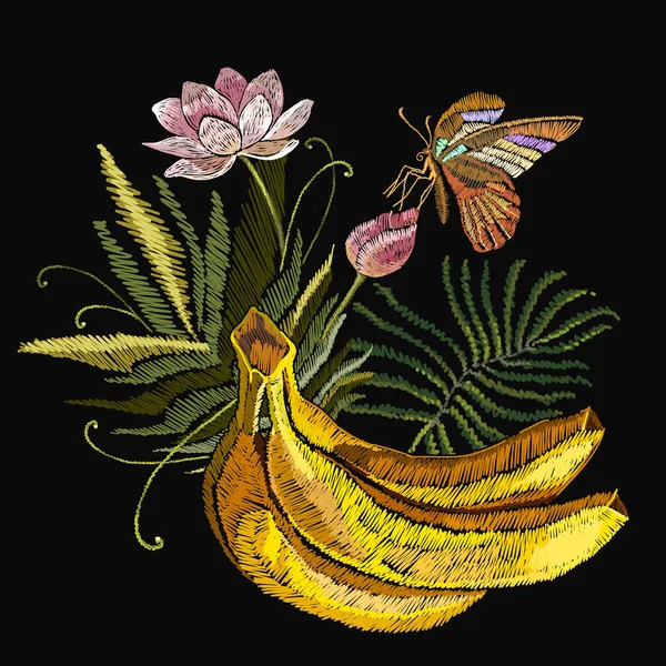 바나나 로터스 나비입니다 예술입니다 디자인 — 스톡 벡터