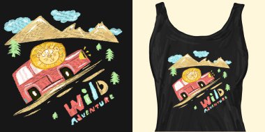 Aslan seyahate çıkar. Trendy giyim tasarımı