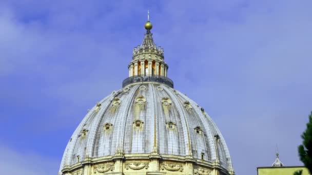 Sint Pieterskathedraal Rome Bij Zonsondergang Panoramisch Uitzicht Stad Extreme Close — Stockvideo