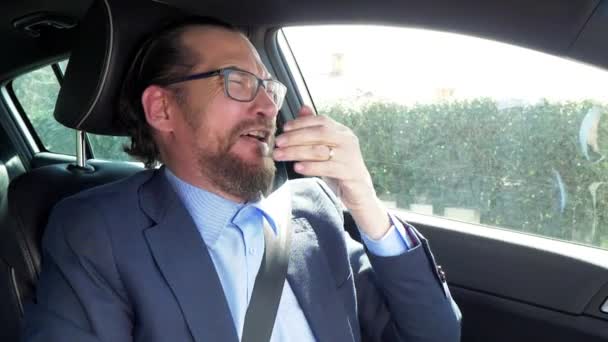 Man Driving Car Receiving Bad News Phone Starting Cry Slow — Stock Video