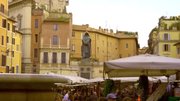 Roma Talya Haziran 2018 Piazza Campo Fiori Insanlar Orta Ölçekli — Stok video