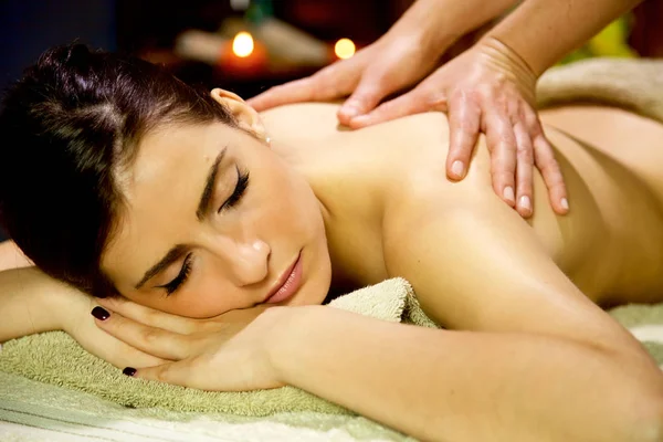 Happy Woman Relaxing Spa — Stock Photo, Image