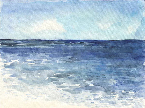 Ocean dłoń akwarela malarstwo ilustracja. — Zdjęcie stockowe