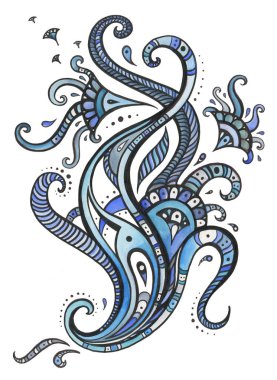 Suluboya el çekilmiş soyut çiçek