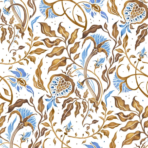 추상적인 꽃의 손으로 그려진된 완벽 한 패턴 — 스톡 사진
