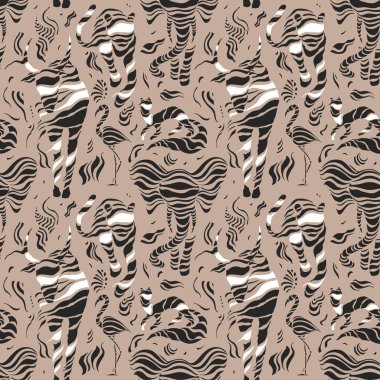 Stilize vahşi hayvanlar. Elle çizilmiş seamless modeli