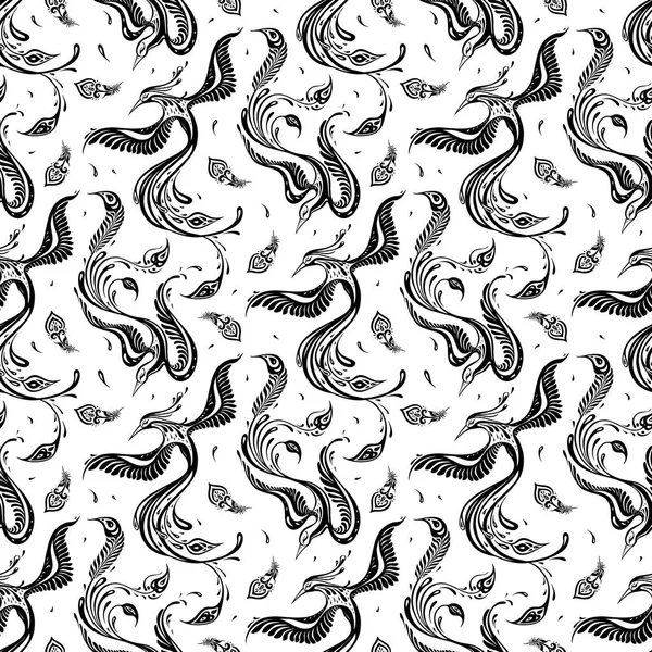 Magnifique paon. Oiseau exotique Modèle sans couture — Image vectorielle