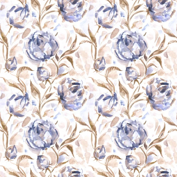 Roses. Hand Drawn Watercolor Floral Pattern. — Stock Photo, Image