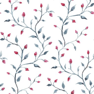 Gül. Suluboya çiçek desenli el çekilmiş.