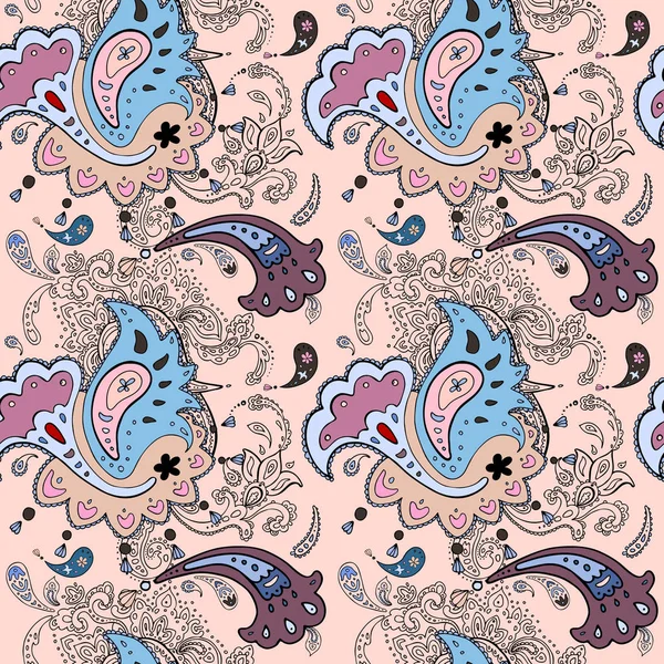 Paisley. Ornamento Boho desenhado à mão — Vetor de Stock