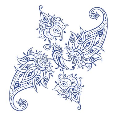 Egzotik Paisley. Etnik süsleme. Elle çizilmiş Boho vektör çizim