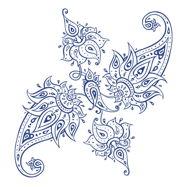 Exotic Paisley Ethnic Ornament Hand Drawn Boho Vector Illustration — Stock Vector