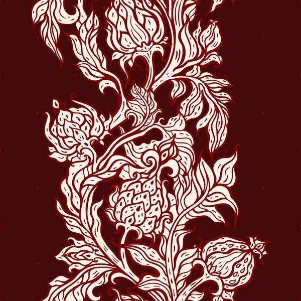 Jardín Exótico. Patrón floral dibujado a mano, estilo vintage — Archivo Imágenes Vectoriales