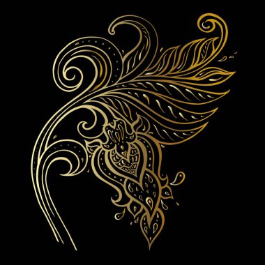 Paisley. Etnik süsleme, vektör elle çizilmiş öğeleri