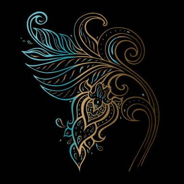 Egzotik Paisley. Etnik süsleme, el çizilmiş Boho vektör çizim