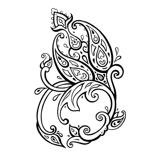 Paisley. Ręcznie rysowane Boho ornament. Ilustracja wektorowa — Wektor stockowy