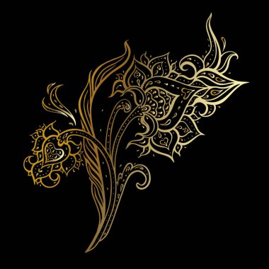 Paisley. Etnik süsleme, vektör elle çizilmiş öğeleri