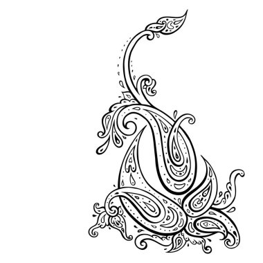 Paisley. Elle çizilmiş Boho süsleme. Vektör çizim