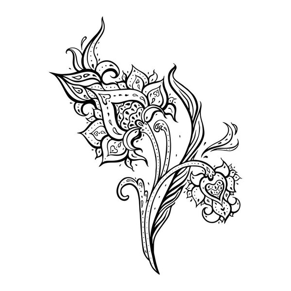 Экзотическая Пейсли. Этнический орнамент, векторная иллюстрация ручной работы Бохо
