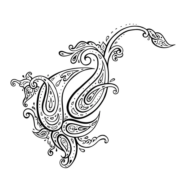 ペイズリー。手自由奔放に生きる描かれた髪飾り。ベクトル図 — ストックベクタ