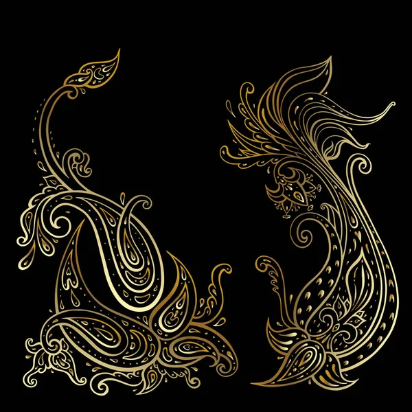 Paisley. Ornamento étnico, Vector mão desenhada elementos — Vetor de Stock