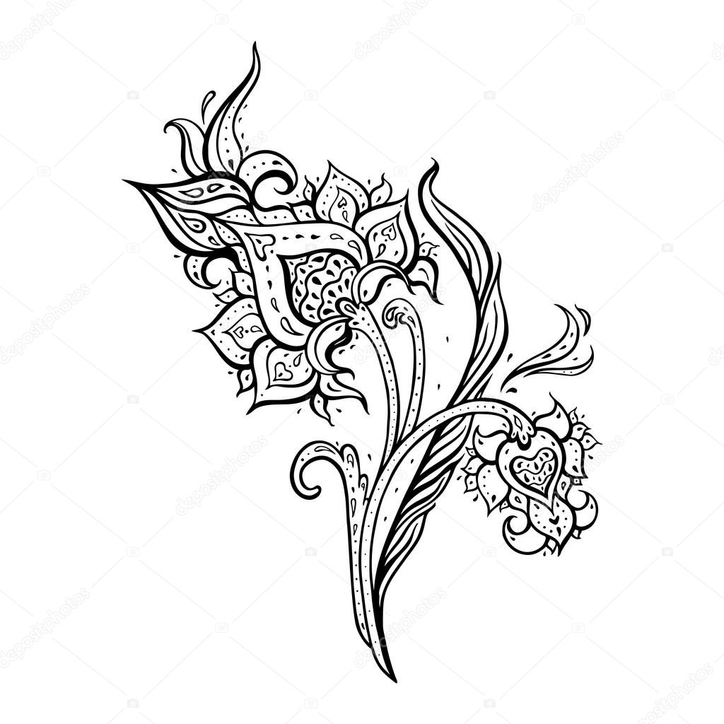 Exotic Paisley. Ethnic ornament, Hand Drawn Boho Vector illustration