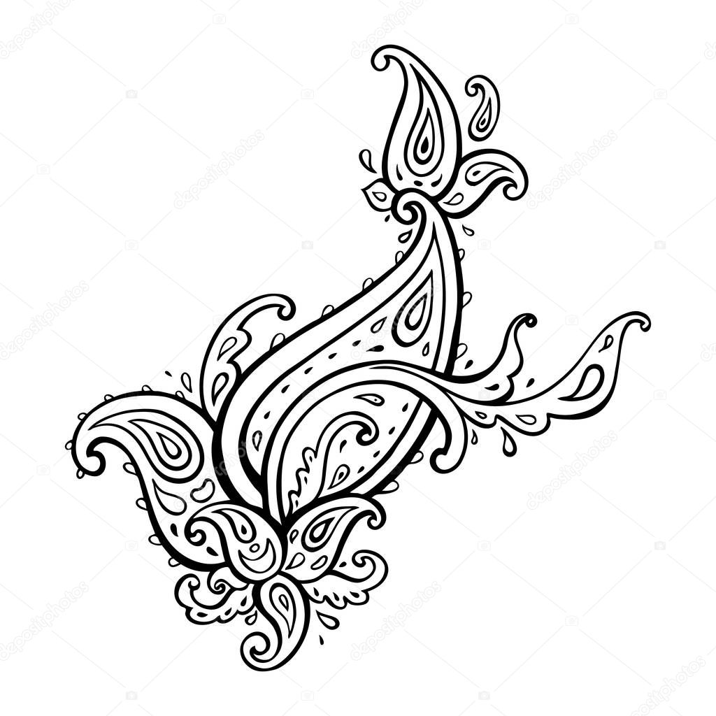 Exotic Paisley. Ethnic ornament, Hand Drawn Boho Vector illustration