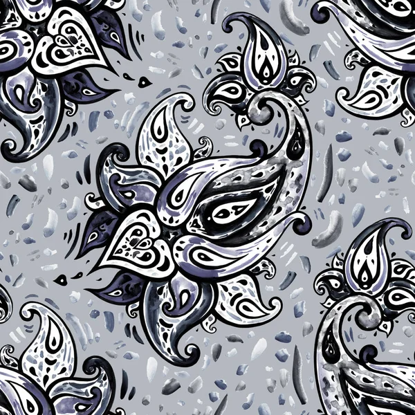 Flor Abstracta Dibujado Mano Patrón Floral Paisley Sin Fisuras Ilustración — Foto de Stock