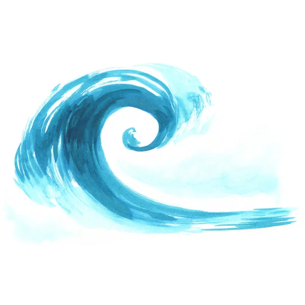Ola marina dibujada a mano. Esbozo abstracto de acuarela —  Fotos de Stock