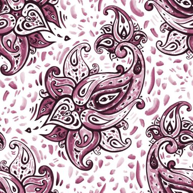 Paisley Indigo çiçekler. Sulu boya egzotik vintage desen