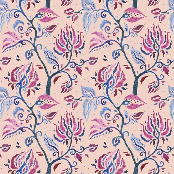 Paisley Indigo λουλούδια. Ακουαρέλα εξωτικά vintage μοτίβο — Φωτογραφία Αρχείου