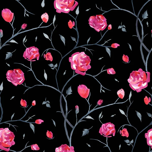 Rosas. Dibujado a mano acuarela patrón floral . — Foto de Stock