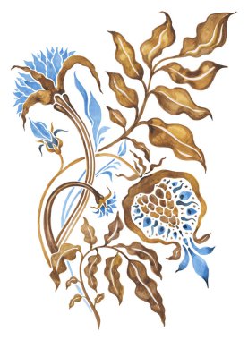 Suluboya soyut çiçek. El çekilmiş çiçek desenli