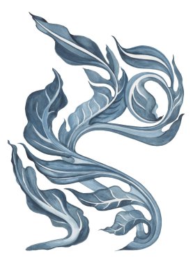 Suluboya soyut çiçek. El çekilmiş çiçek desenli