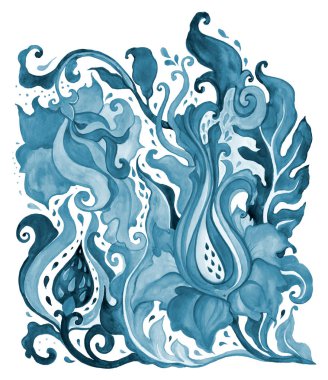 Suluboya soyut çiçek. El çekilmiş çiçek desenli