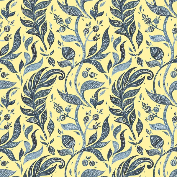 Paisley Indigo flowers. Watercolor Exotic vintage pattern — Stock Photo, Image