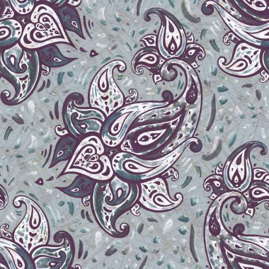 Paisley Indigo çiçekler. Sulu boya egzotik vintage desen
