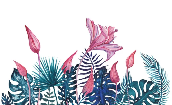 Aquarell abstrakte Blume. Handgezeichnetes Blumenmuster — Stockfoto