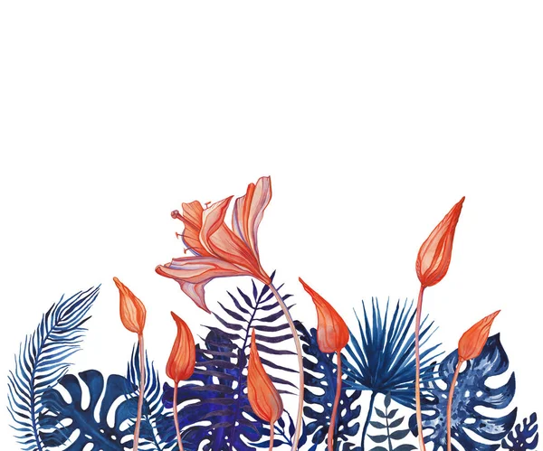 Acuarela flor abstracta. Dibujado a mano patrón floral — Foto de Stock