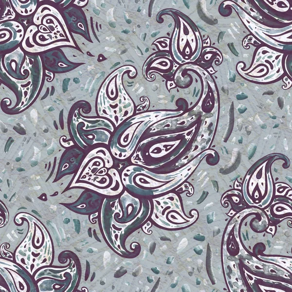 Paisley Indigo fleurs. Aquarelle motif vintage exotique — Photo