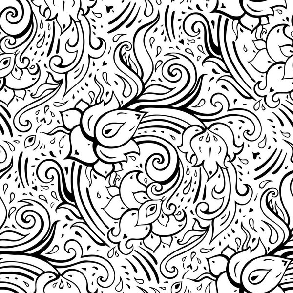 Elegant Hand Drawn Seamless Paisley pattern