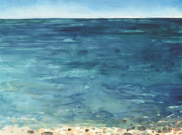 Ocean watercolor hand painting illustration.