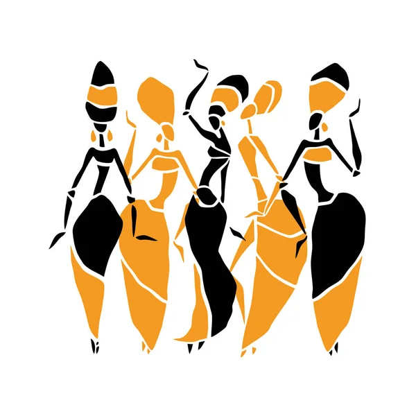 Beautiful dancers silhouette — Stock Vector
