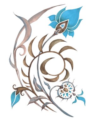 Suluboya soyut çiçek. El çekilmiş çiçek desenli