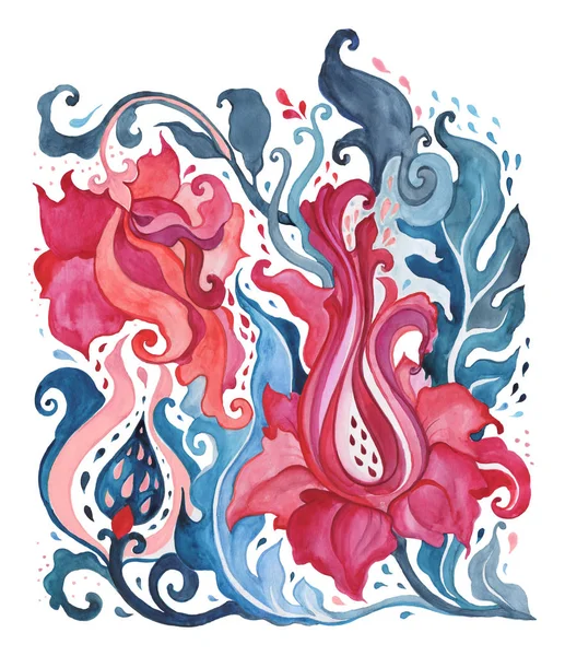 Akvarell abstrakt blomma. Hand dras blommönster — Stockfoto