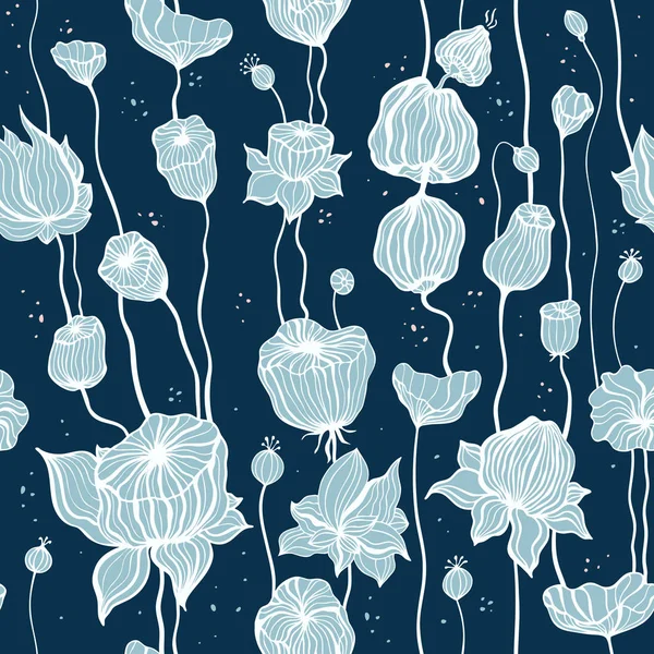 Урожай Безшовний візерунок з намальованими руками Абстрактні квіти — стоковий вектор