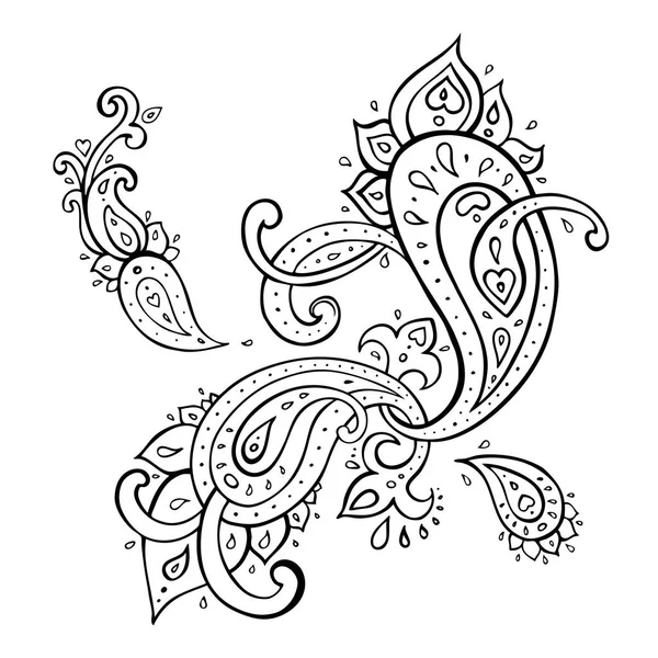 Paisley. Ornamento etnico, Elementi disegnati a mano vettoriale — Vettoriale Stock