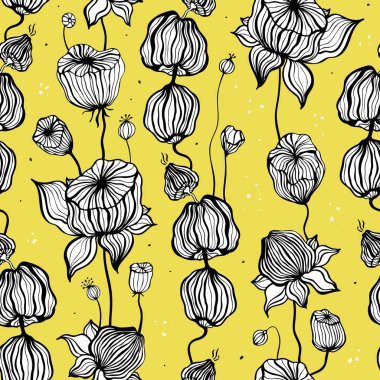 Vintage seamless modeli ile elle çizilmiş bırakır